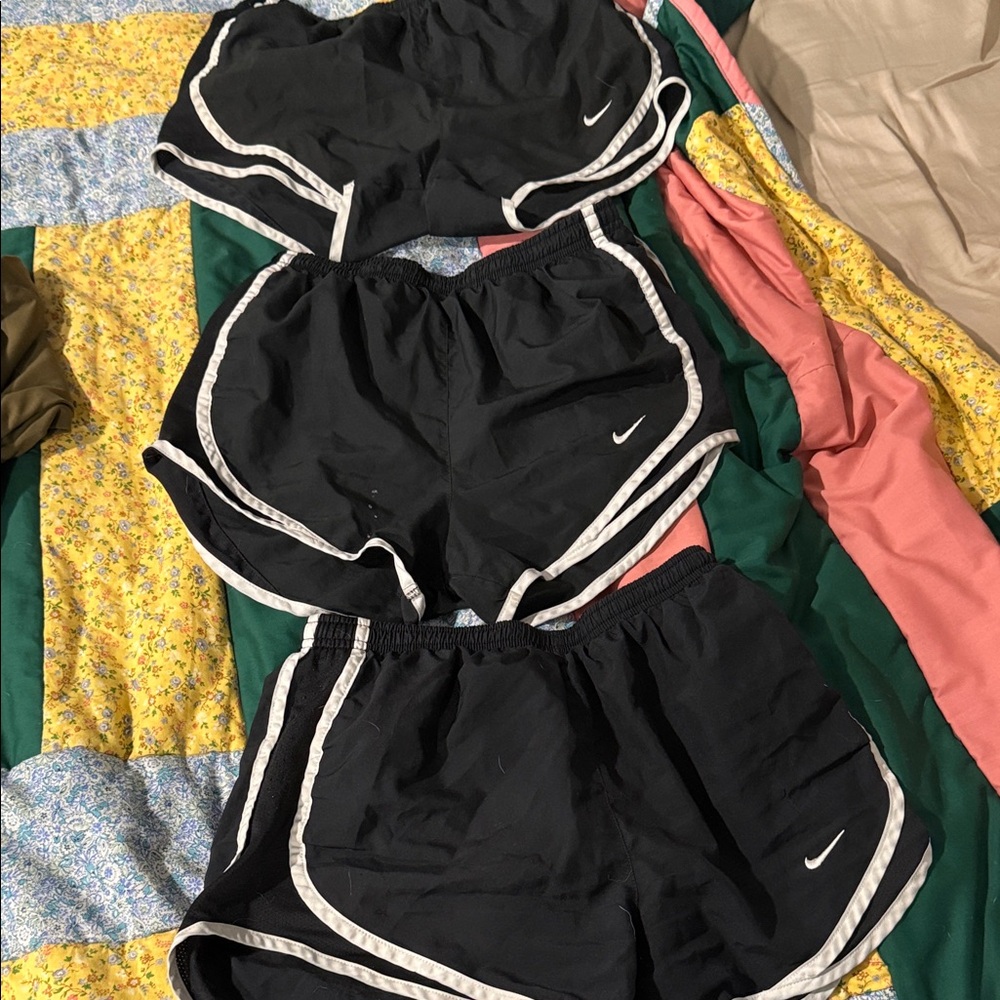 Nike Black Athletic Shorts with White Accents